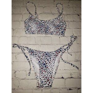 𝅺Xhilaration Jr's XS Smocked Bikini Top & String Bikini Bottoms 2pc Set Hearts